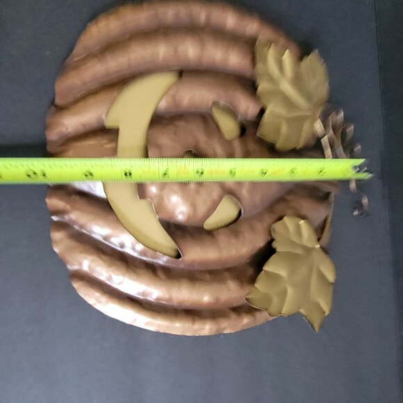 Metal Pumpkin Wall Art With Leaf Accents & Rustic Finish - 12" x 9" - Picture 6 of 6